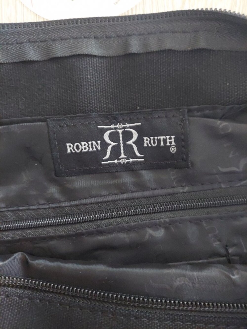 Robin Ruth London Tote Bag - Black & Red canvas with outside pockets - Picture 13 of 15